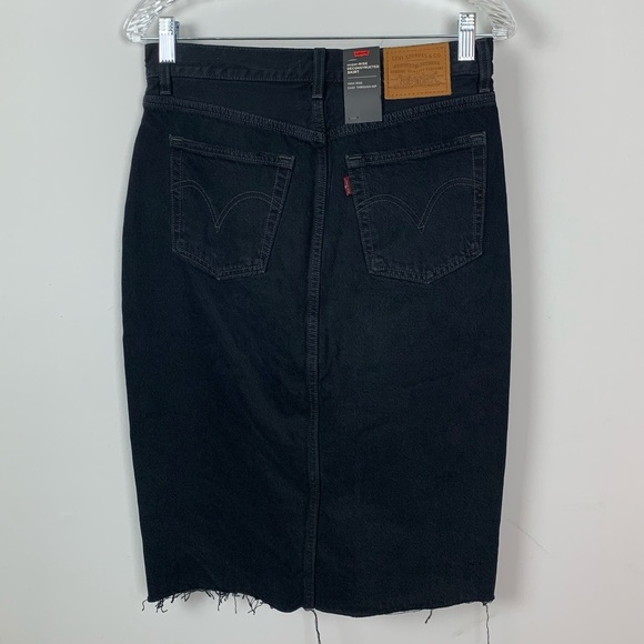 Levi’s Deconstructed Black Midi Skirt Size 28 - Picture 5 of 6